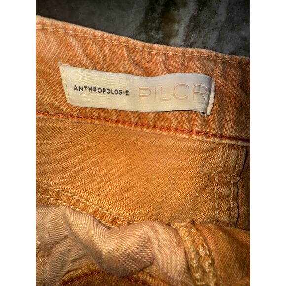 Anthropologie Pilcro High Rise Denim Shorts Mustard Brown Size 28 Cut Off (T26) - Picture 2 of 4